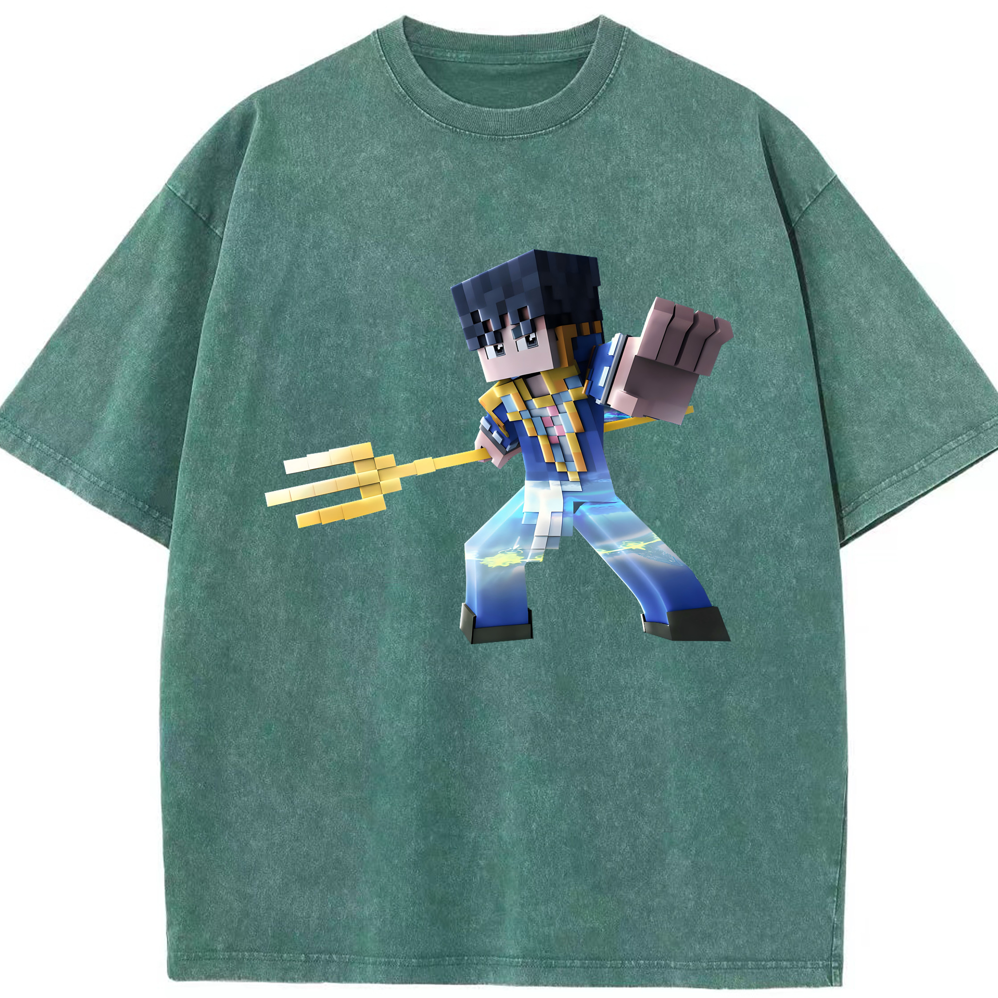 （画像用） マインクラフト ブロックの世界 Minecraft MC Block world 綿100% ヴィンテージ風 半袖Tシャツ（フロントプリント）